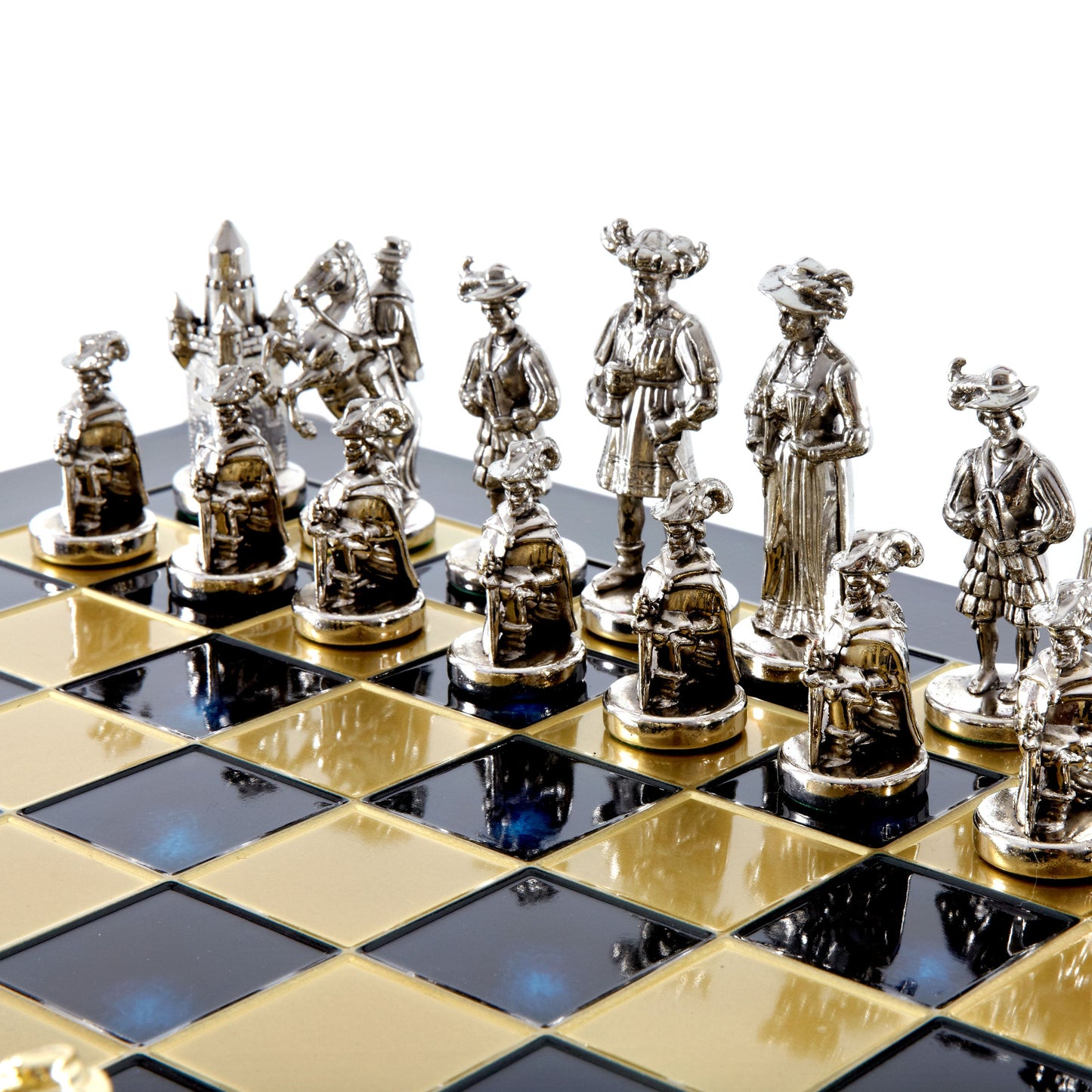 MEDIEVAL KNIGHTS CHESS SET with gold/silver chessmen and bronze chessboard 44 x 44cm (Large) - Premium Chess from MANOPOULOS Chess & Backgammon - Just €275! Shop now at MANOPOULOS Chess & Backgammon