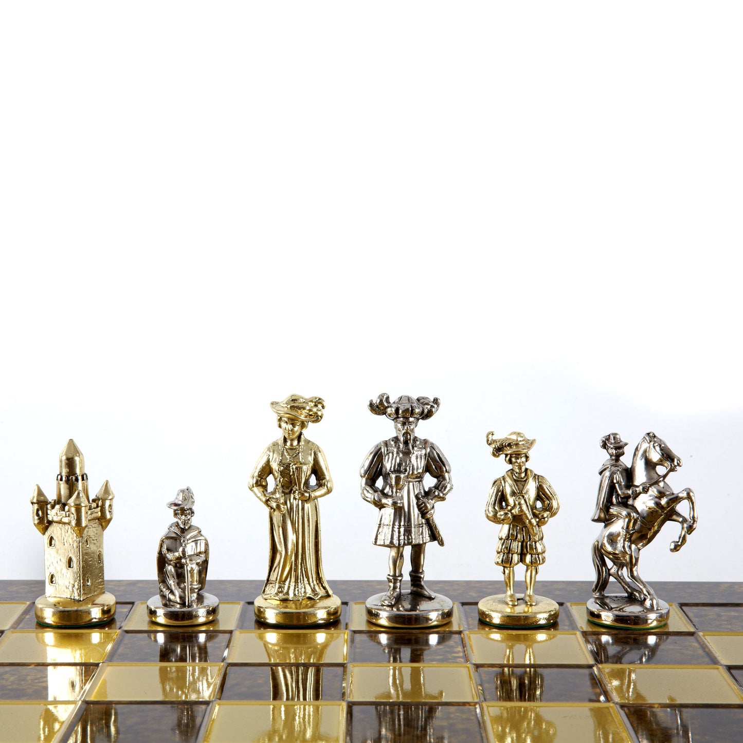 MEDIEVAL KNIGHTS CHESS SET with gold/silver chessmen and bronze chessboard 44 x 44cm (Large) - Premium Chess from MANOPOULOS Chess & Backgammon - Just €275! Shop now at MANOPOULOS Chess & Backgammon