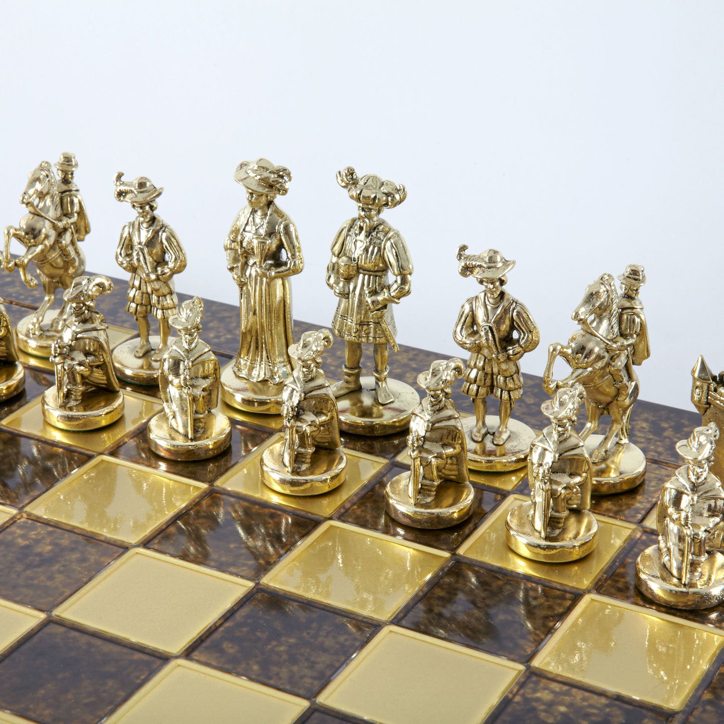 MEDIEVAL KNIGHTS CHESS SET with gold/silver chessmen and bronze chessboard 44 x 44cm (Large) - Premium Chess from MANOPOULOS Chess & Backgammon - Just €275! Shop now at MANOPOULOS Chess & Backgammon