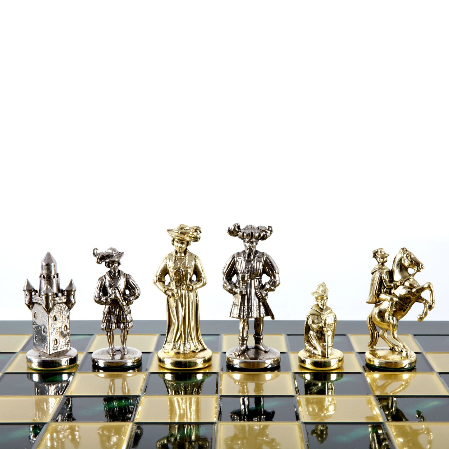 MEDIEVAL KNIGHTS CHESS SET with gold/silver chessmen and bronze chessboard 44 x 44cm (Large) - Premium Chess from MANOPOULOS Chess & Backgammon - Just €275! Shop now at MANOPOULOS Chess & Backgammon