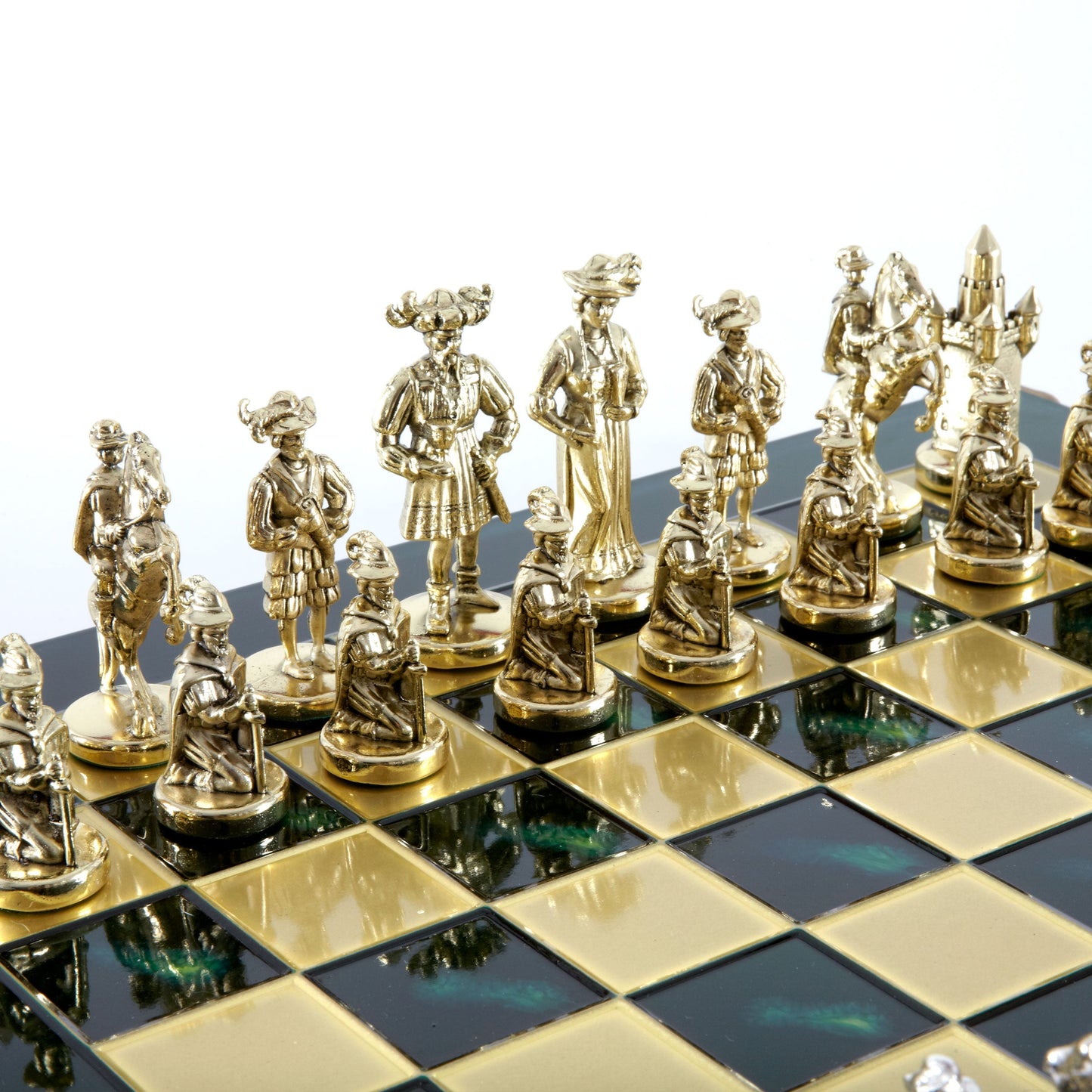 MEDIEVAL KNIGHTS CHESS SET with gold/silver chessmen and bronze chessboard 44 x 44cm (Large) - Premium Chess from MANOPOULOS Chess & Backgammon - Just €275! Shop now at MANOPOULOS Chess & Backgammon