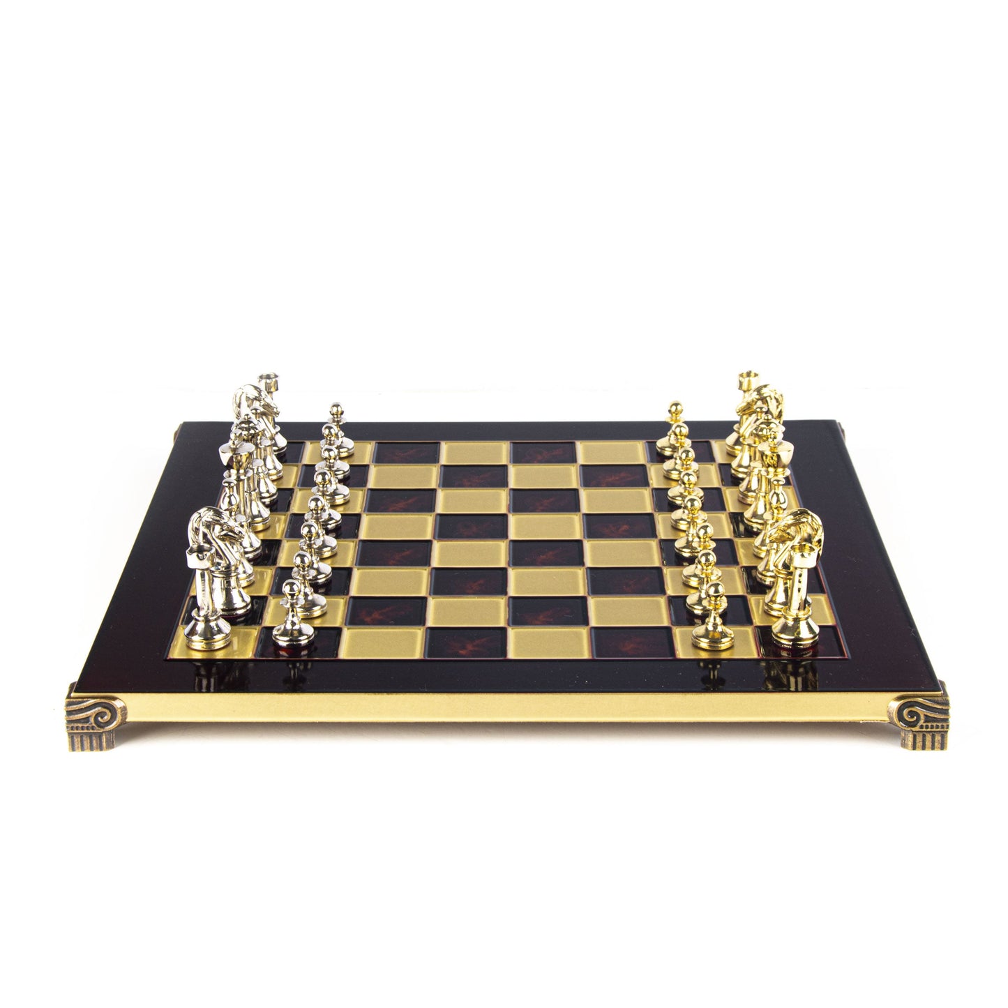 CLASSIC METAL STAUNTON CHESS SET with gold/silver chessmen and bronze chessboard 36 x 36cm (Medium) - Premium Chess from MANOPOULOS Chess & Backgammon - Just €210! Shop now at MANOPOULOS Chess & Backgammon