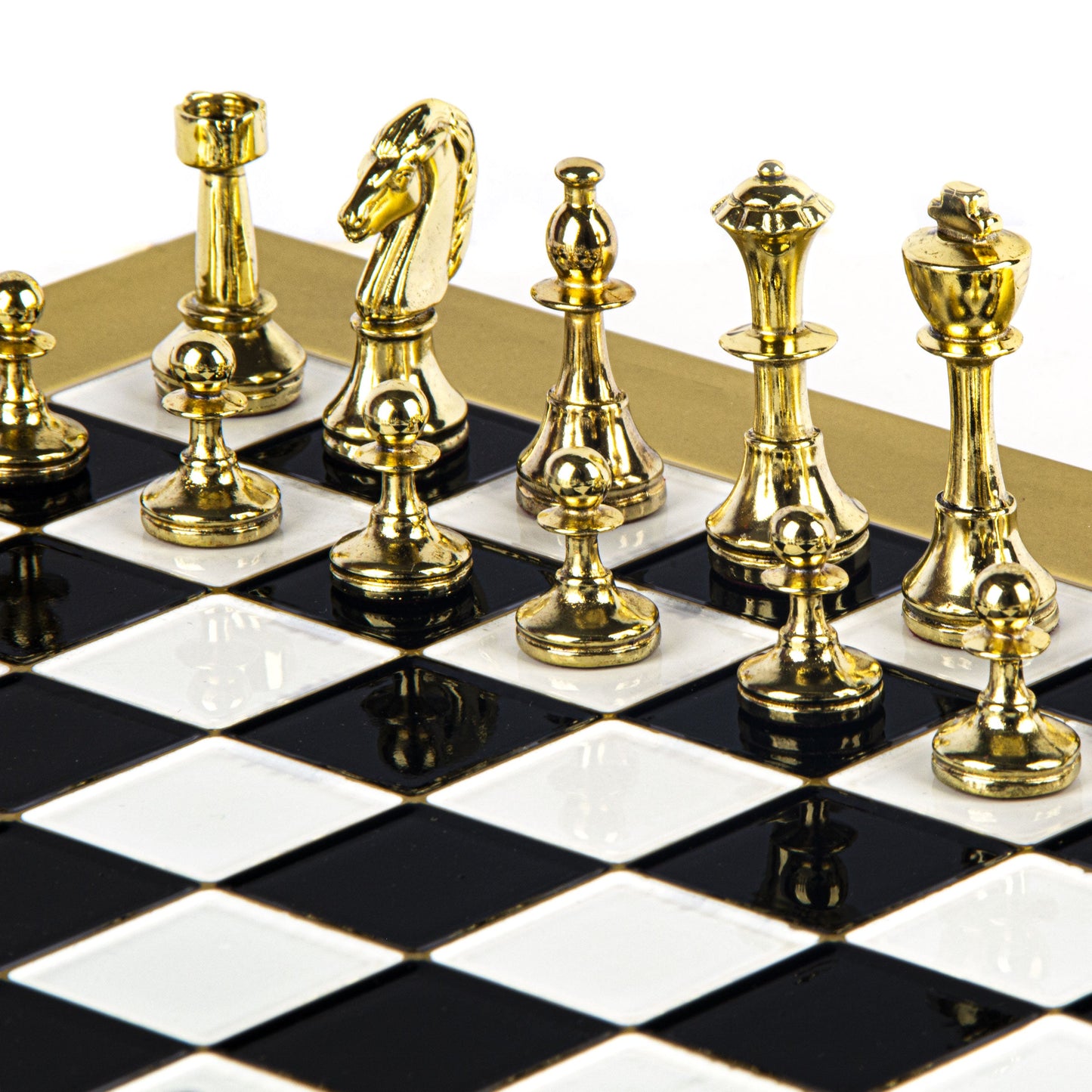 CLASSIC METAL STAUNTON CHESS SET with gold/silver chessmen and bronze chessboard 36 x 36cm (Medium) - Premium Chess from MANOPOULOS Chess & Backgammon - Just €210! Shop now at MANOPOULOS Chess & Backgammon