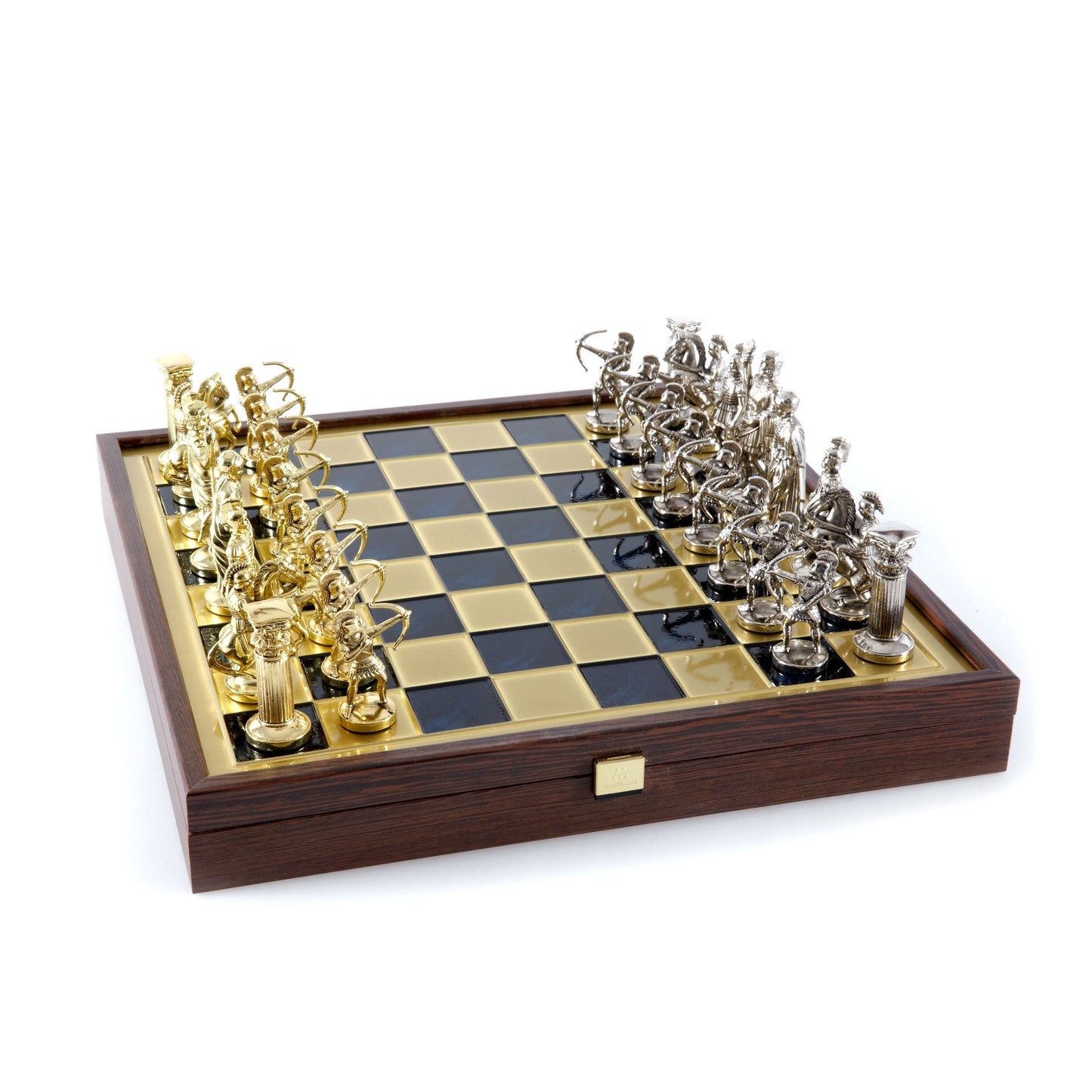 ARCHERS CHESS SET in wooden box with gold/silver chessmen and bronze chessboard (Large) - Premium Chess from MANOPOULOS Chess & Backgammon - Just €239! Shop now at MANOPOULOS Chess & Backgammon