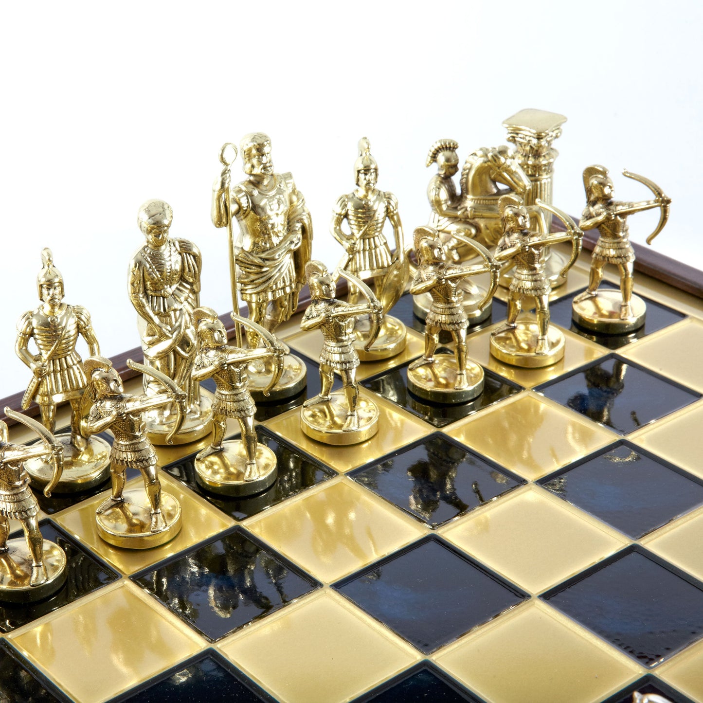 ARCHERS CHESS SET in wooden box with gold/silver chessmen and bronze chessboard (Large) - Premium Chess from MANOPOULOS Chess & Backgammon - Just €239! Shop now at MANOPOULOS Chess & Backgammon