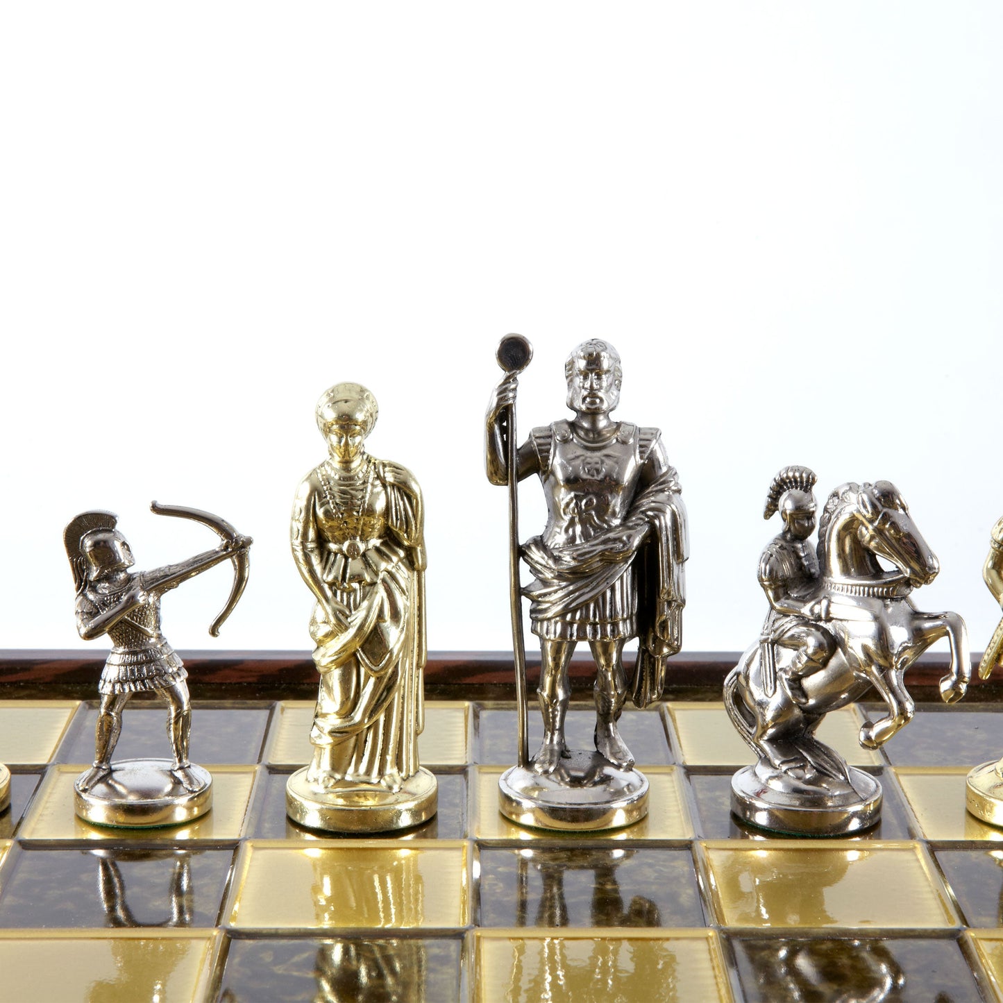 ARCHERS CHESS SET in wooden box with gold/silver chessmen and bronze chessboard (Large) - Premium Chess from MANOPOULOS Chess & Backgammon - Just €239! Shop now at MANOPOULOS Chess & Backgammon