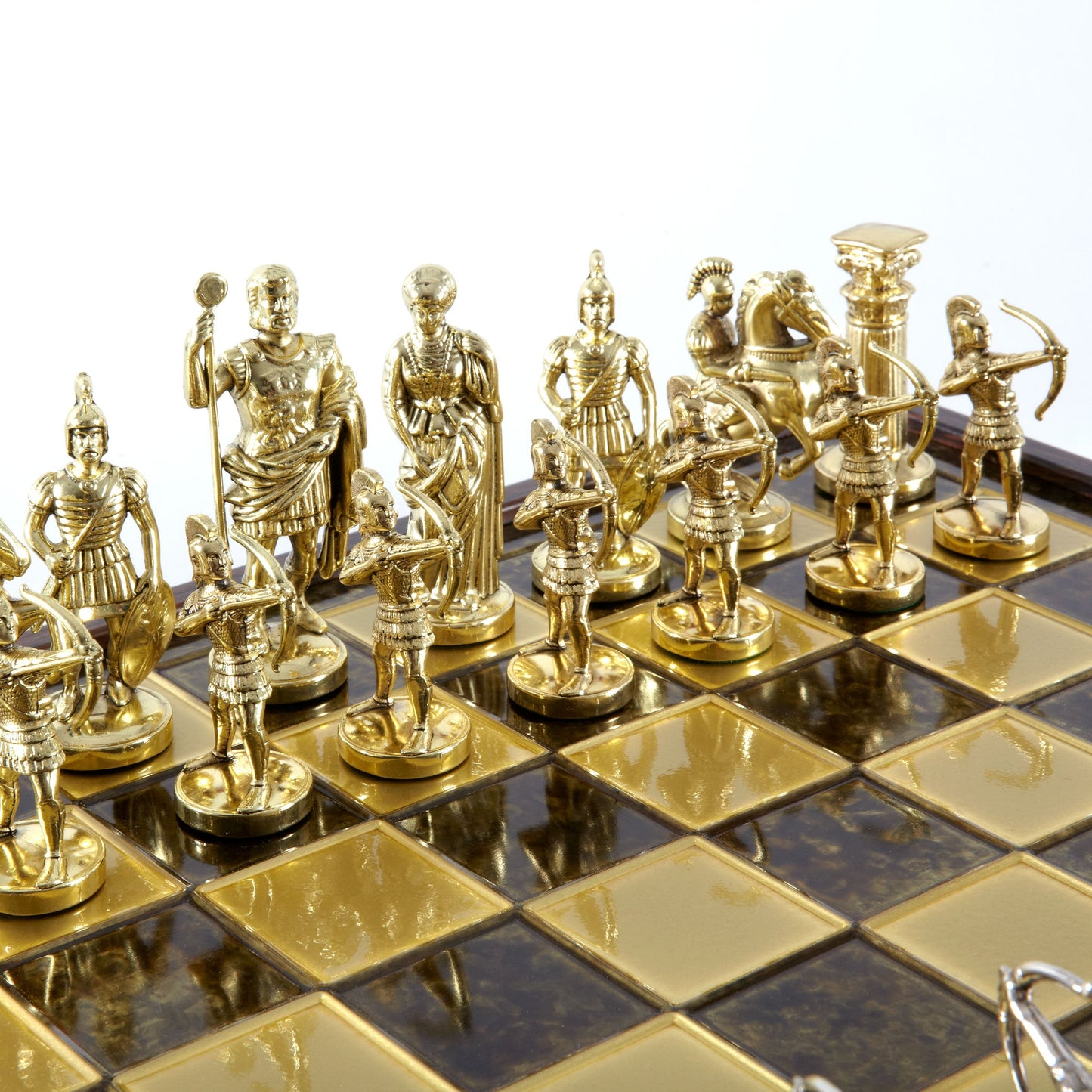 ARCHERS CHESS SET in wooden box with gold/silver chessmen and bronze chessboard (Large) - Premium Chess from MANOPOULOS Chess & Backgammon - Just €239! Shop now at MANOPOULOS Chess & Backgammon