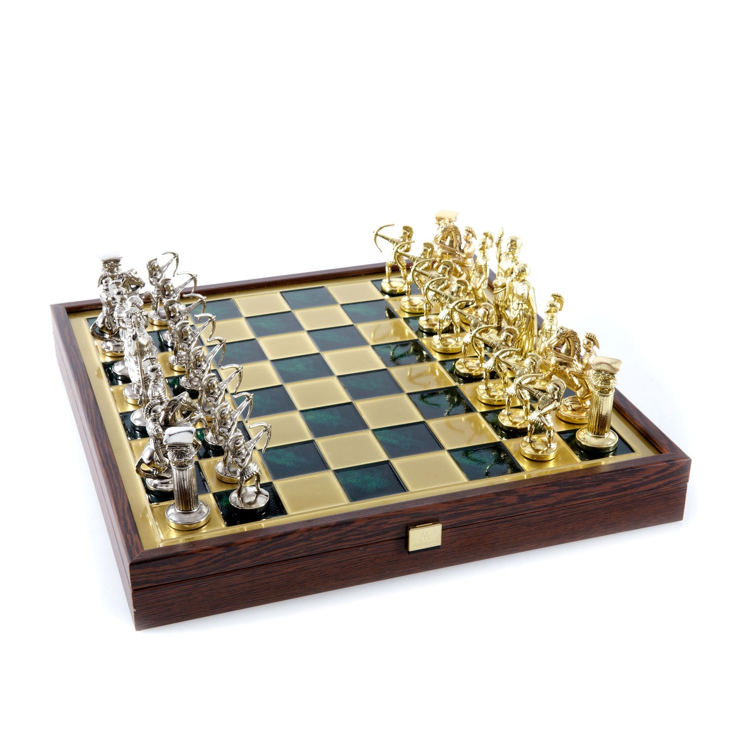 ARCHERS CHESS SET in wooden box with gold/silver chessmen and bronze chessboard (Large) - Premium Chess from MANOPOULOS Chess & Backgammon - Just €239! Shop now at MANOPOULOS Chess & Backgammon