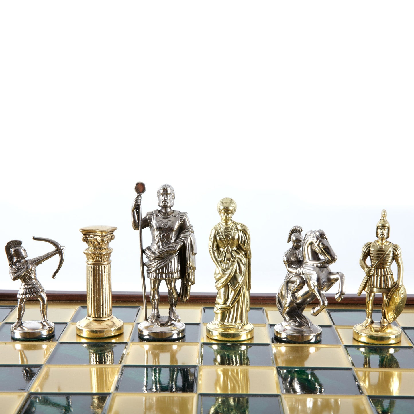 ARCHERS CHESS SET in wooden box with gold/silver chessmen and bronze chessboard (Large) - Premium Chess from MANOPOULOS Chess & Backgammon - Just €239! Shop now at MANOPOULOS Chess & Backgammon