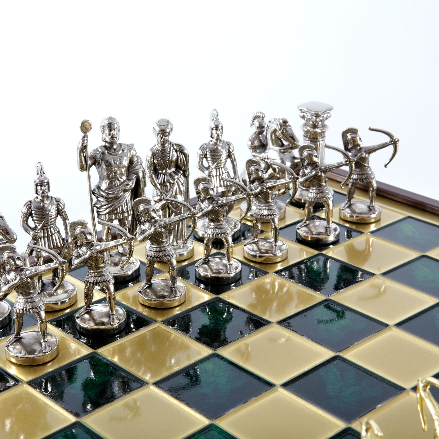ARCHERS CHESS SET in wooden box with gold/silver chessmen and bronze chessboard (Large) - Premium Chess from MANOPOULOS Chess & Backgammon - Just €239! Shop now at MANOPOULOS Chess & Backgammon