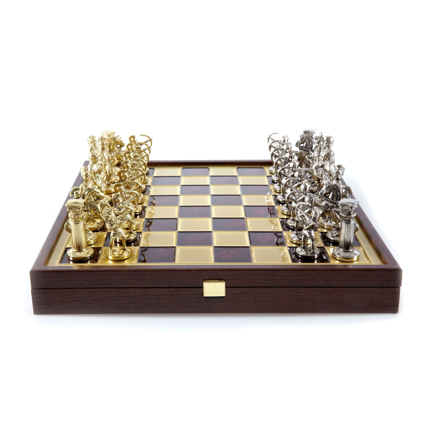 ARCHERS CHESS SET in wooden box with gold/silver chessmen and bronze chessboard (Large) - Premium Chess from MANOPOULOS Chess & Backgammon - Just €239! Shop now at MANOPOULOS Chess & Backgammon