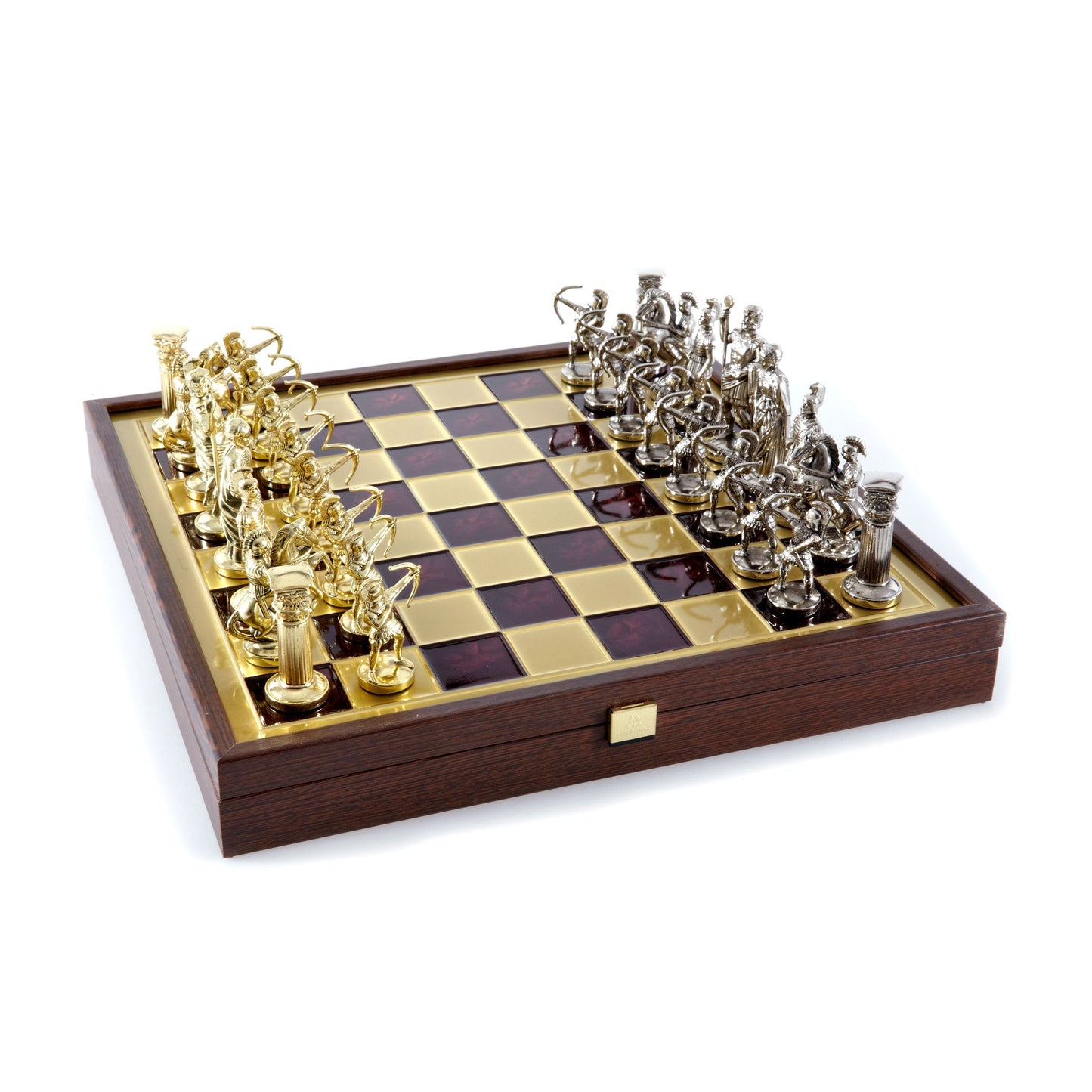 ARCHERS CHESS SET in wooden box with gold/silver chessmen and bronze chessboard (Large) - Premium Chess from MANOPOULOS Chess & Backgammon - Just €239! Shop now at MANOPOULOS Chess & Backgammon