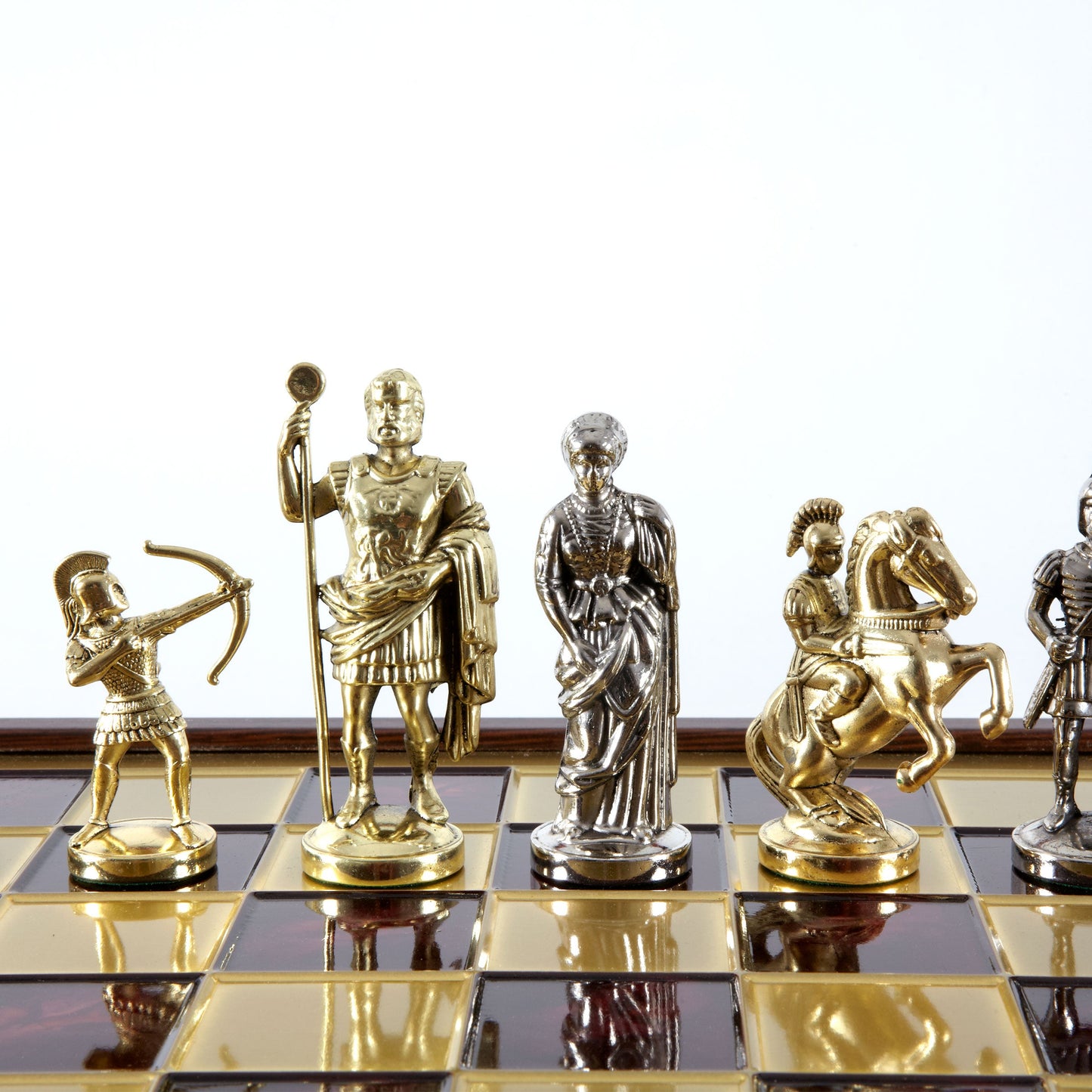 ARCHERS CHESS SET in wooden box with gold/silver chessmen and bronze chessboard (Large) - Premium Chess from MANOPOULOS Chess & Backgammon - Just €239! Shop now at MANOPOULOS Chess & Backgammon