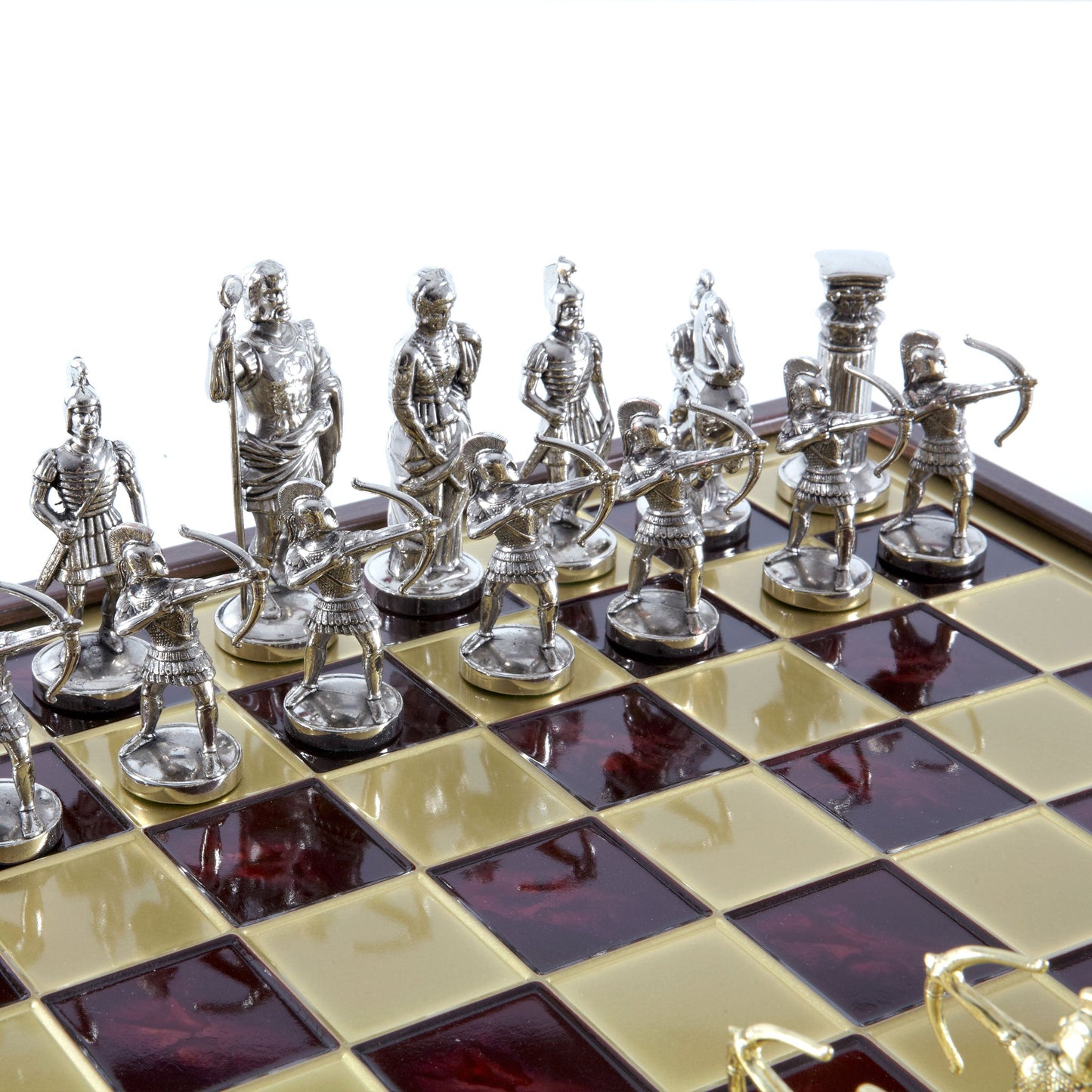 ARCHERS CHESS SET in wooden box with gold/silver chessmen and bronze chessboard (Large) - Premium Chess from MANOPOULOS Chess & Backgammon - Just €239! Shop now at MANOPOULOS Chess & Backgammon