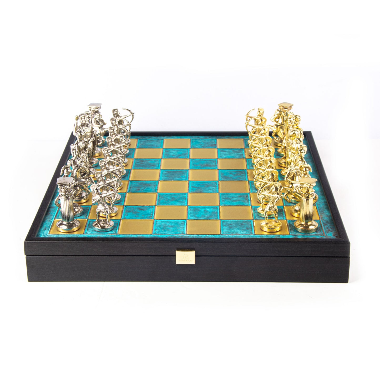 ARCHERS CHESS SET in wooden box with gold/silver chessmen and bronze chessboard (Large) - Premium Chess from MANOPOULOS Chess & Backgammon - Just €239! Shop now at MANOPOULOS Chess & Backgammon
