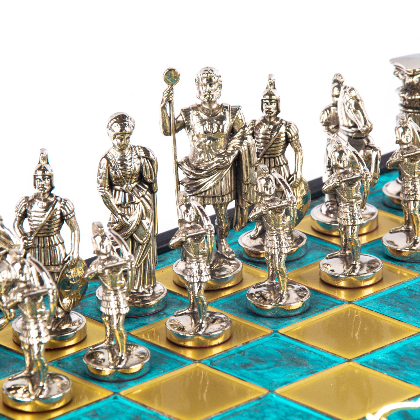 ARCHERS CHESS SET in wooden box with gold/silver chessmen and bronze chessboard (Large) - Premium Chess from MANOPOULOS Chess & Backgammon - Just €239! Shop now at MANOPOULOS Chess & Backgammon