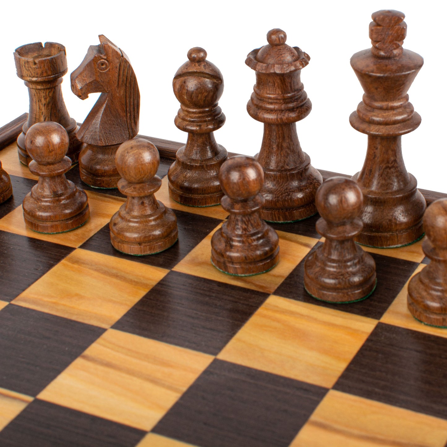 Handcrafted Olive Burl Chess Set - 27x27cm with Staunton Chessmen (6.4cm King) - Premium Chess from MANOPOULOS Chess & Backgammon - Just €144! Shop now at MANOPOULOS Chess & Backgammon