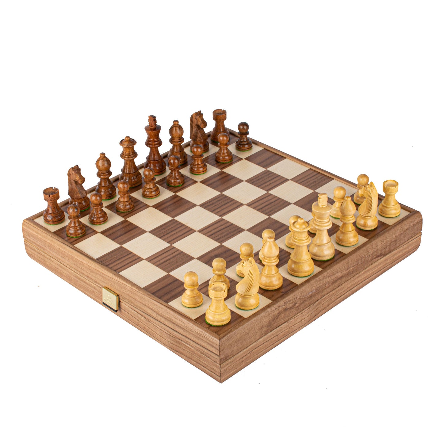 Handcrafted Walnut Chess Set - 35x35cm with Weighted Staunton Chessmen (7.6cm King) - Premium Chess from MANOPOULOS Chess & Backgammon - Just €156! Shop now at MANOPOULOS Chess & Backgammon