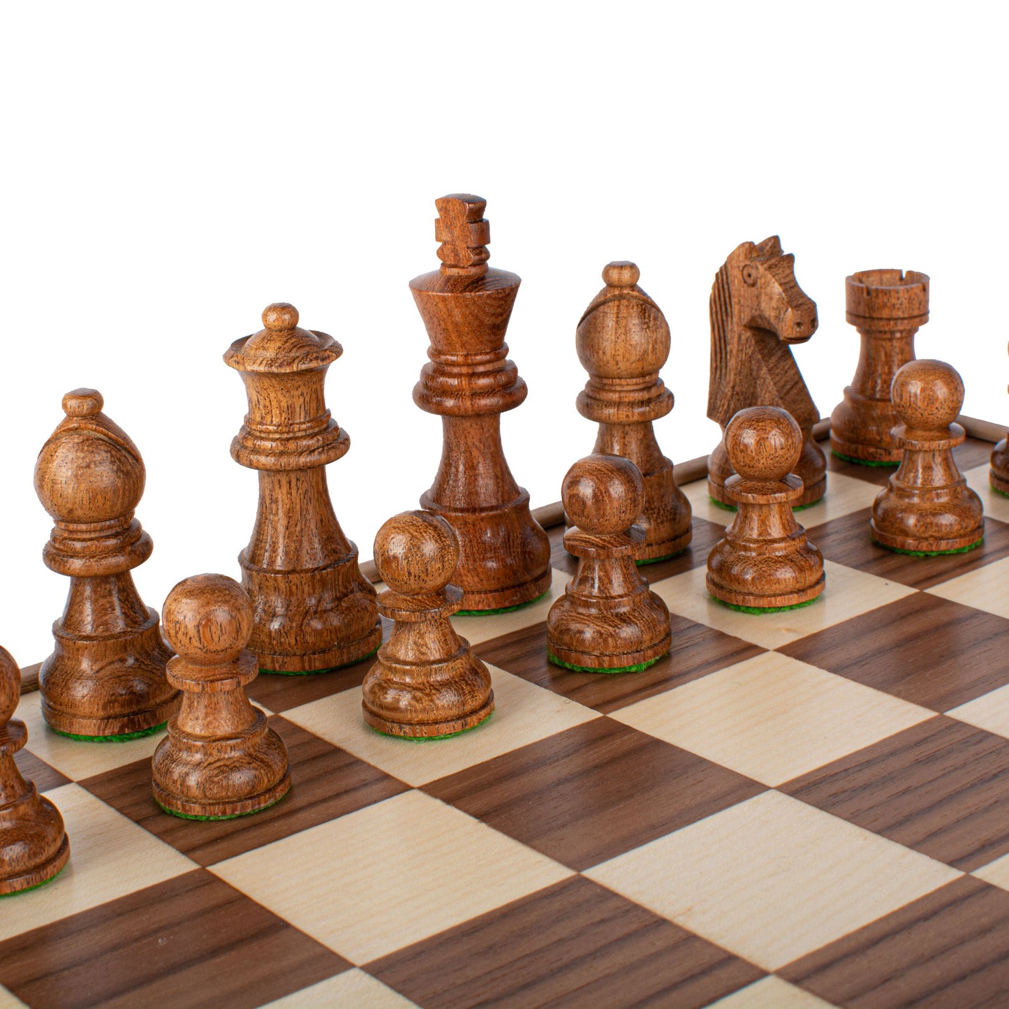 Handcrafted Walnut Chess Set - 35x35cm with Weighted Staunton Chessmen (7.6cm King) - Premium Chess from MANOPOULOS Chess & Backgammon - Just €156! Shop now at MANOPOULOS Chess & Backgammon