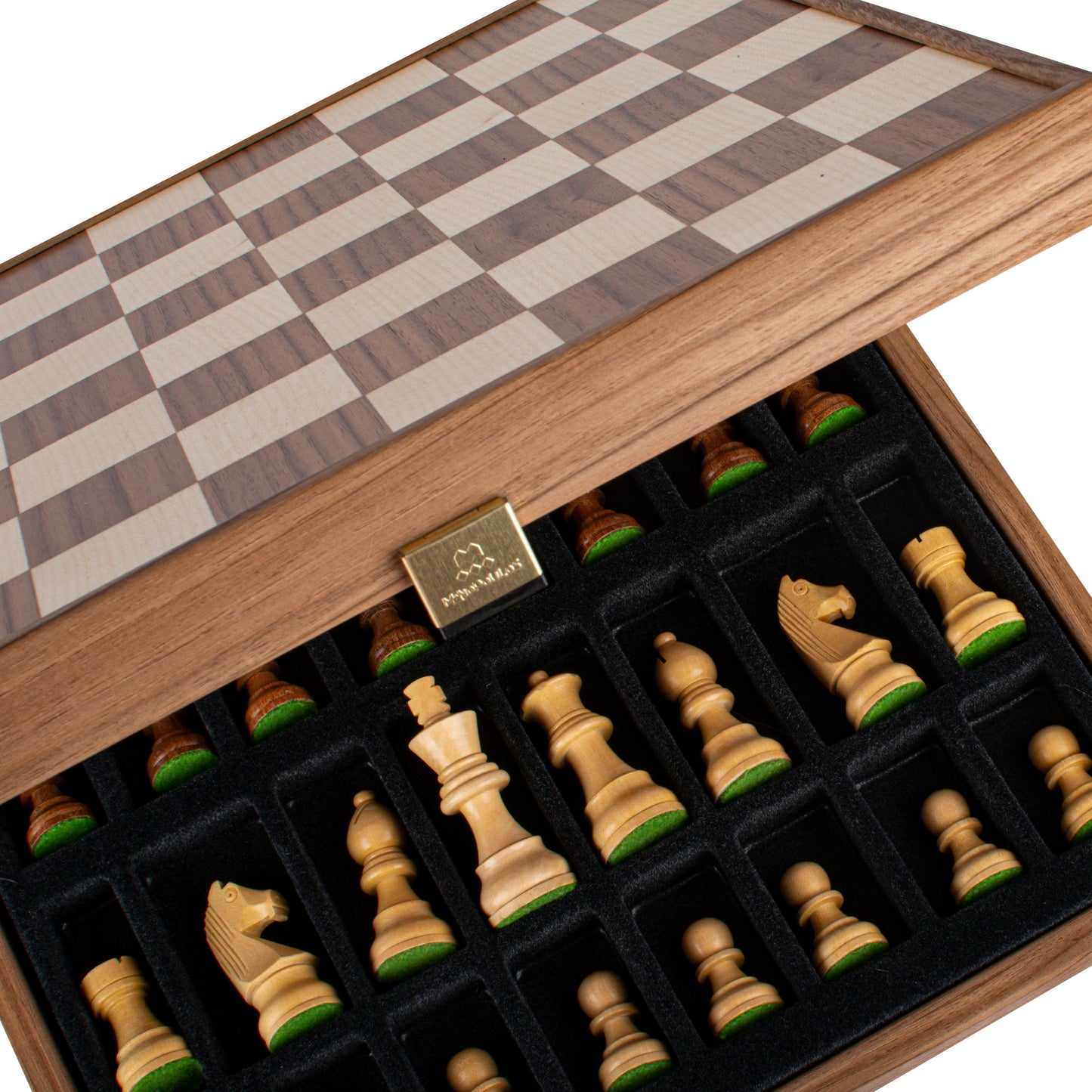 Handcrafted Walnut Chess Set - 35x35cm with Weighted Staunton Chessmen (7.6cm King) - Premium Chess from MANOPOULOS Chess & Backgammon - Just €156! Shop now at MANOPOULOS Chess & Backgammon