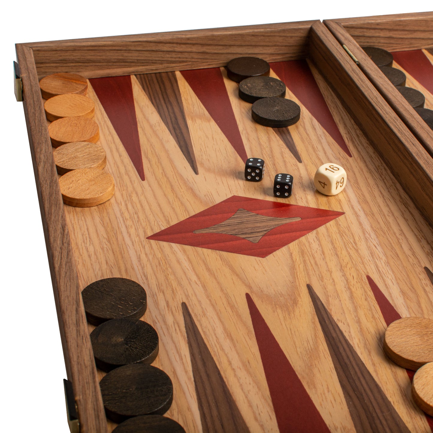 Handcrafted Oak & American Walnut Backgammon Set - Elegant Marquetry Design