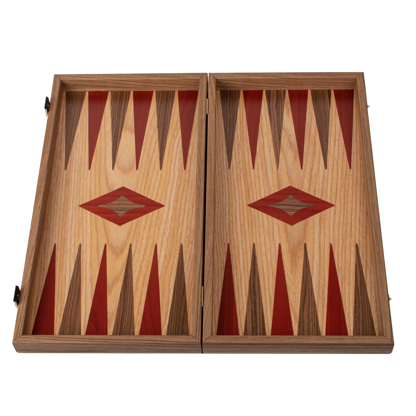 Handcrafted Oak & American Walnut Backgammon Set - Elegant Marquetry Design