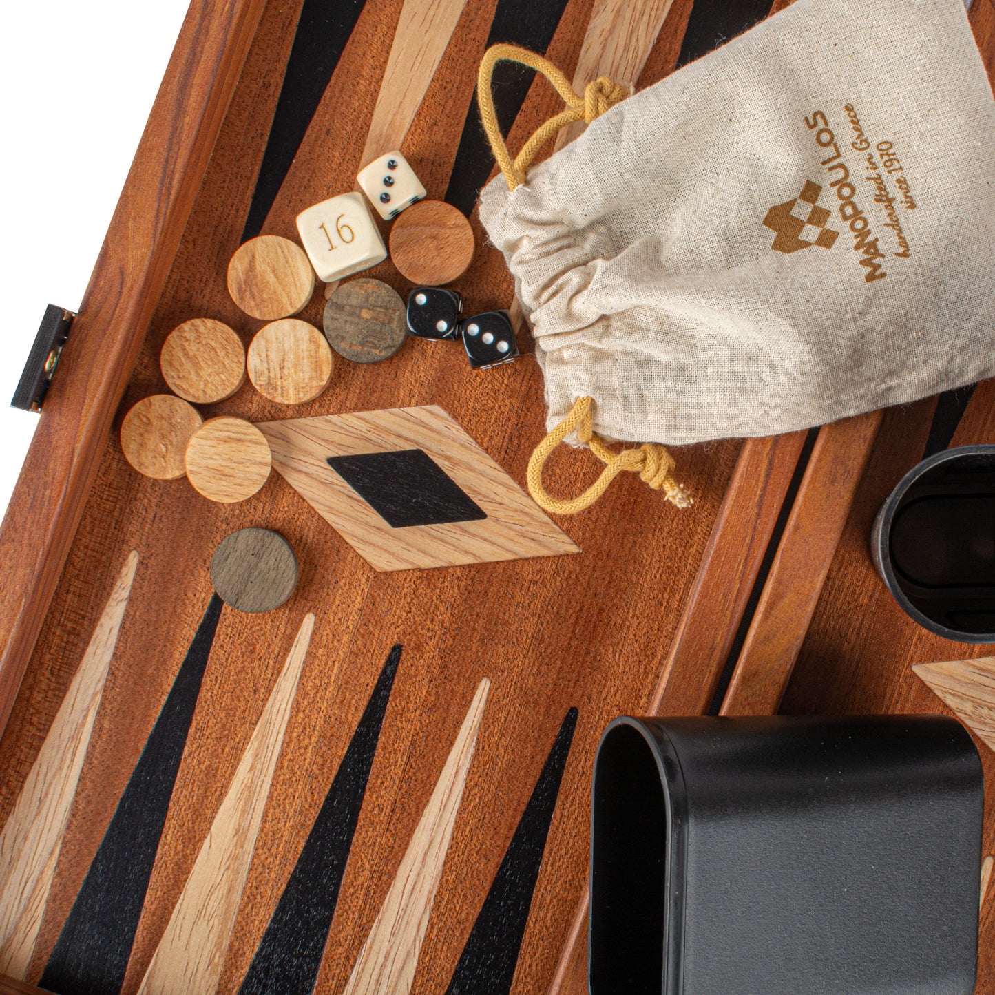 MAHOGANY Backgammon in black color - Premium Backgammon from MANOPOULOS Chess & Backgammon - Just €65! Shop now at MANOPOULOS Chess & Backgammon