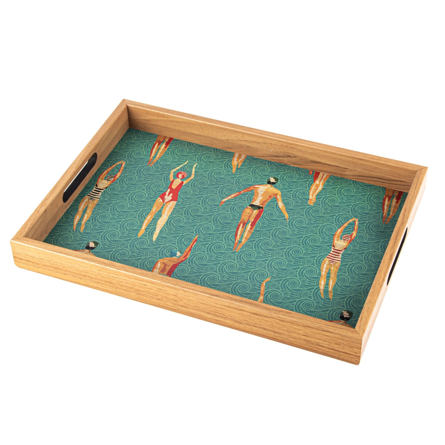 Handcrafted Wooden Tray with Swimmers Design - Artistic Home Decor - Premium Decorative Objects from MANOPOULOS Chess & Backgammon - Just €25! Shop now at MANOPOULOS Chess & Backgammon