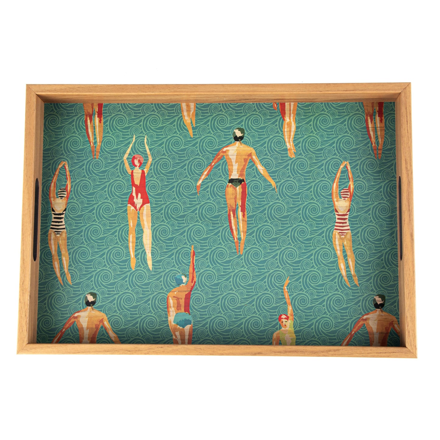 Handcrafted Wooden Tray with Swimmers Design - Artistic Home Decor - Premium Decorative Objects from MANOPOULOS Chess & Backgammon - Just €25! Shop now at MANOPOULOS Chess & Backgammon