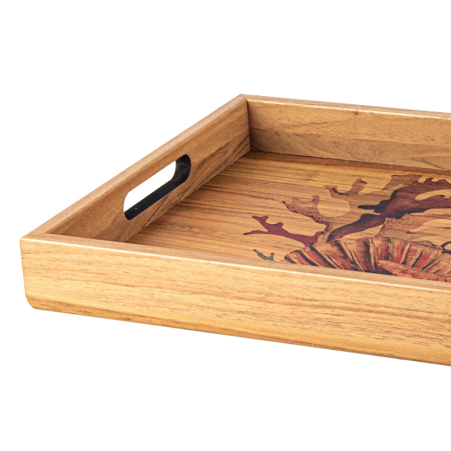 Artistic Wooden Tray with Sea Shell Printed Design - Luxury Game Room Decor - Premium Decorative Objects from MANOPOULOS Chess & Backgammon - Just €25! Shop now at MANOPOULOS Chess & Backgammon