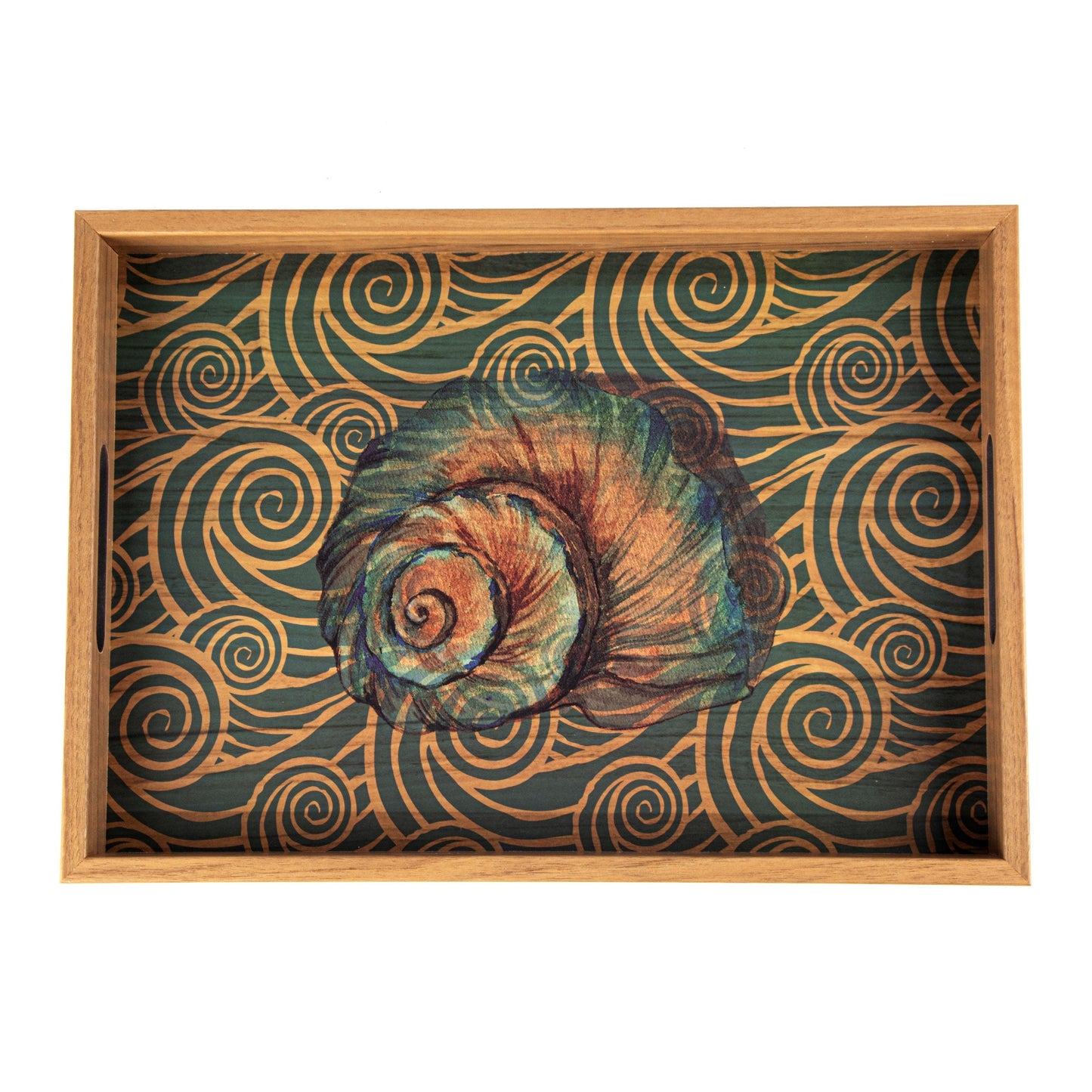 Elegant Wooden Tray with Ocean Printed Design - Luxury Game Room Decor - Premium Decorative Objects from MANOPOULOS Chess & Backgammon - Just €25! Shop now at MANOPOULOS Chess & Backgammon