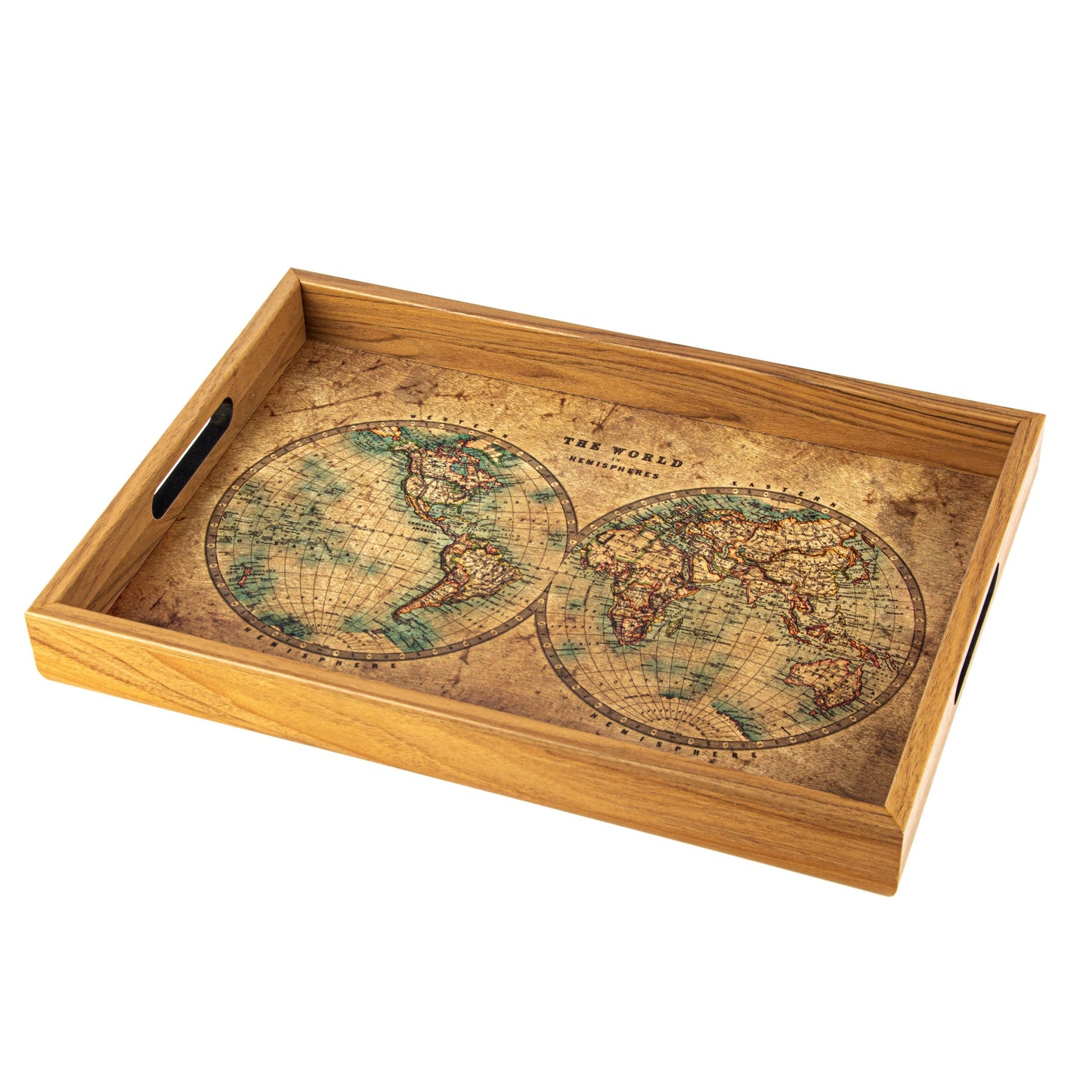 Handcrafted Wooden Tray with Map Design - Vintage Artistic Home Décor - Premium Decorative Objects from MANOPOULOS Chess & Backgammon - Just €25! Shop now at MANOPOULOS Chess & Backgammon