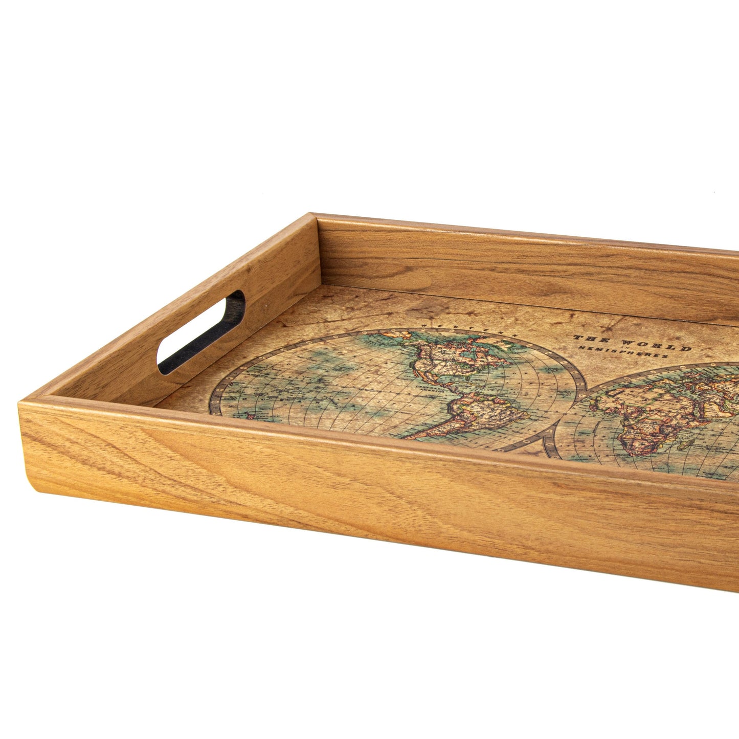 Handcrafted Wooden Tray with Map Design - Vintage Artistic Home Décor - Premium Decorative Objects from MANOPOULOS Chess & Backgammon - Just €25! Shop now at MANOPOULOS Chess & Backgammon