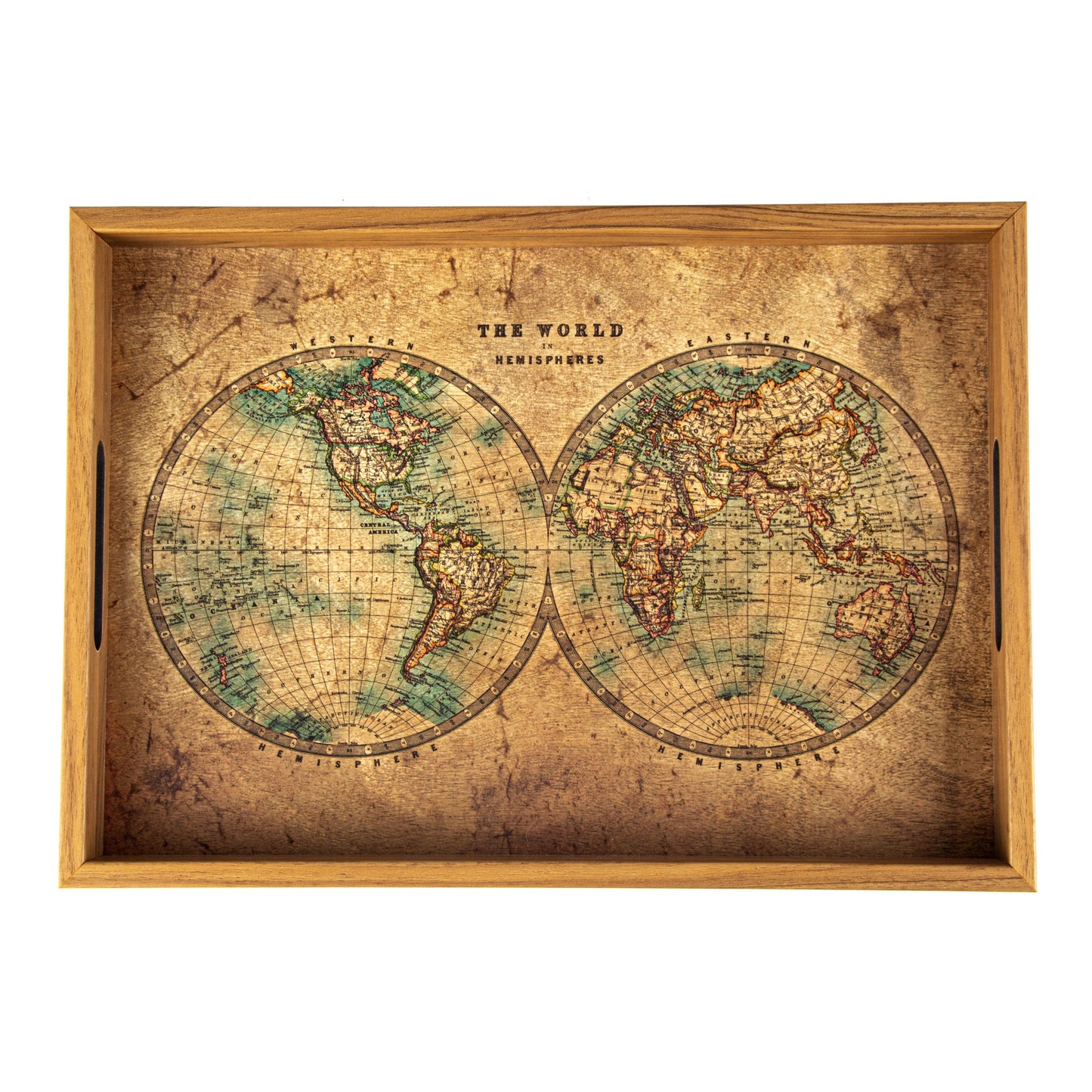 Handcrafted Wooden Tray with Map Design - Vintage Artistic Home Décor - Premium Decorative Objects from MANOPOULOS Chess & Backgammon - Just €25! Shop now at MANOPOULOS Chess & Backgammon