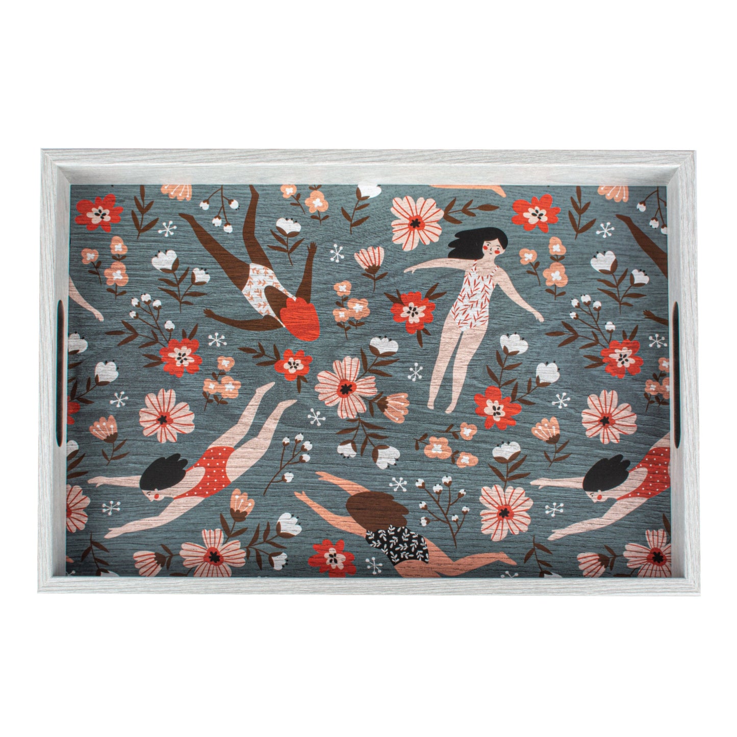 Stylish Wooden Tray with Female Swimmers Printed Design - Luxury Game Room Decor - Premium Decorative Objects from MANOPOULOS Chess & Backgammon - Just €25! Shop now at MANOPOULOS Chess & Backgammon