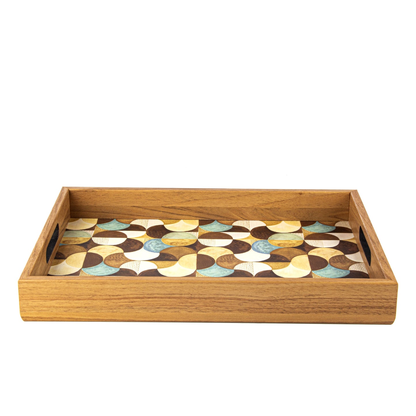 Handcrafted Wooden Tray with Art Deco Turquoise Design - Elegant Home Decor - Premium Decorative Objects from MANOPOULOS Chess & Backgammon - Just €25! Shop now at MANOPOULOS Chess & Backgammon