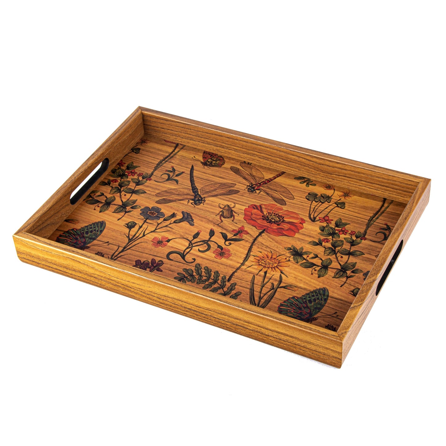 Handcrafted Wooden Tray with Spring Nature Design - Elegant Artistic Home Decor - Premium Decorative Objects from MANOPOULOS Chess & Backgammon - Just €25! Shop now at MANOPOULOS Chess & Backgammon