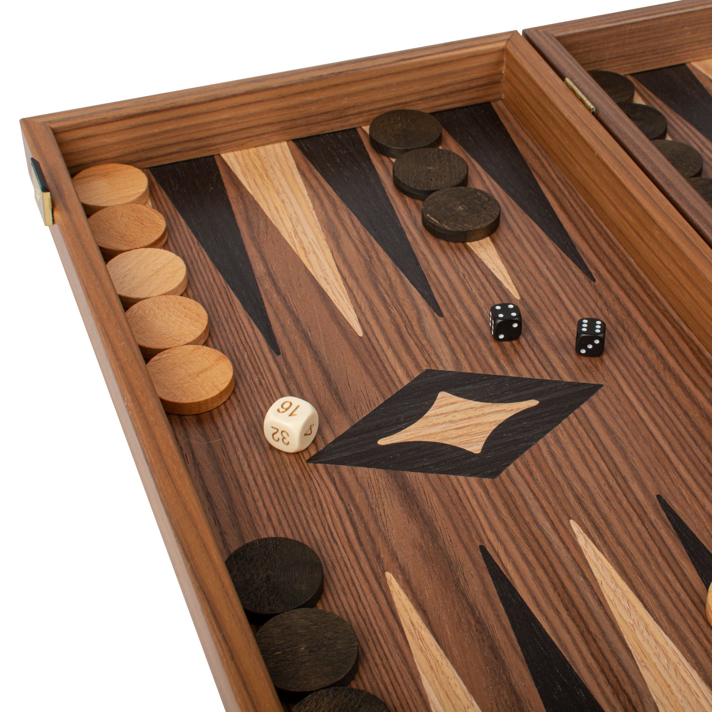 Handcrafted Walnut 3-in-1 Chess, Backgammon, and Checkers Set - Elegant Marquetry Design