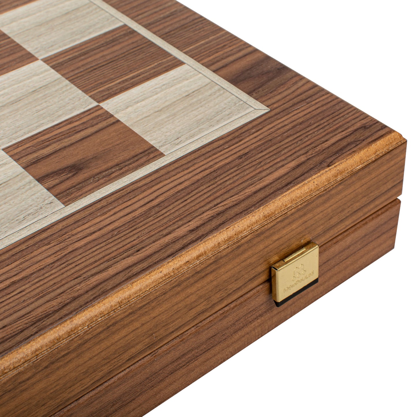 Handcrafted Walnut 3-in-1 Chess, Backgammon, and Checkers Set - Elegant Marquetry Design
