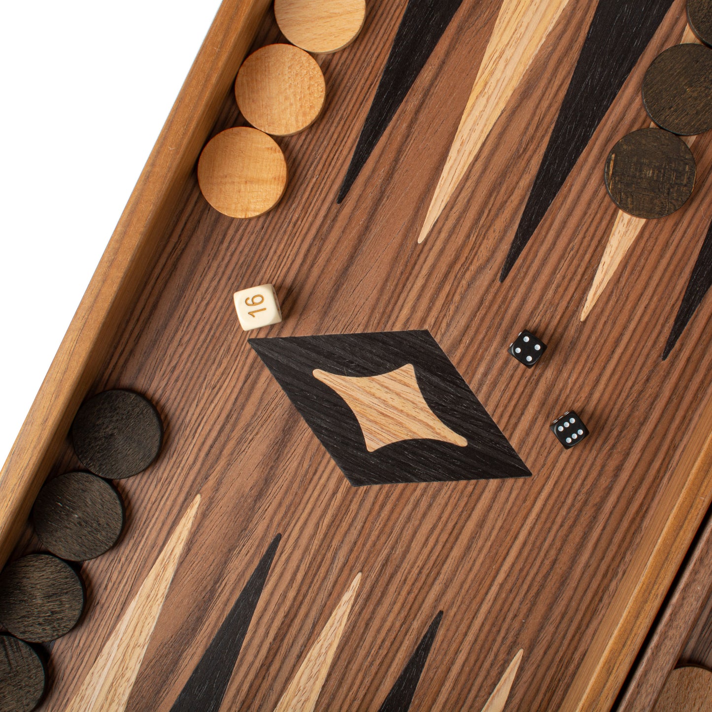 Handcrafted Walnut 3-in-1 Chess, Backgammon, and Checkers Set - Elegant Marquetry Design