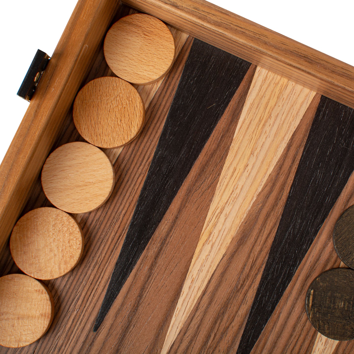 Handcrafted Walnut 3-in-1 Chess, Backgammon, and Checkers Set - Elegant Marquetry Design