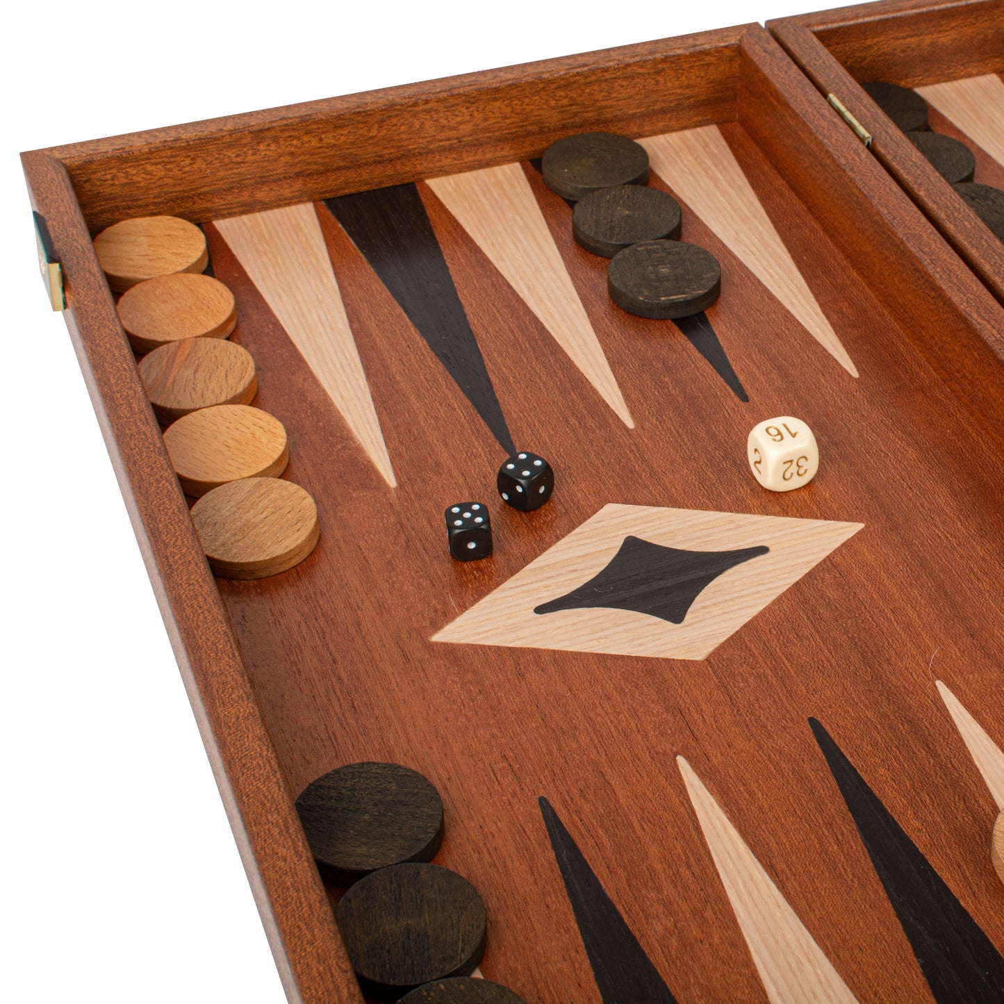 Handcrafted Mahogany 3-in-1 Chess, Backgammon, and Checkers Set - Elegant Marquetry Design