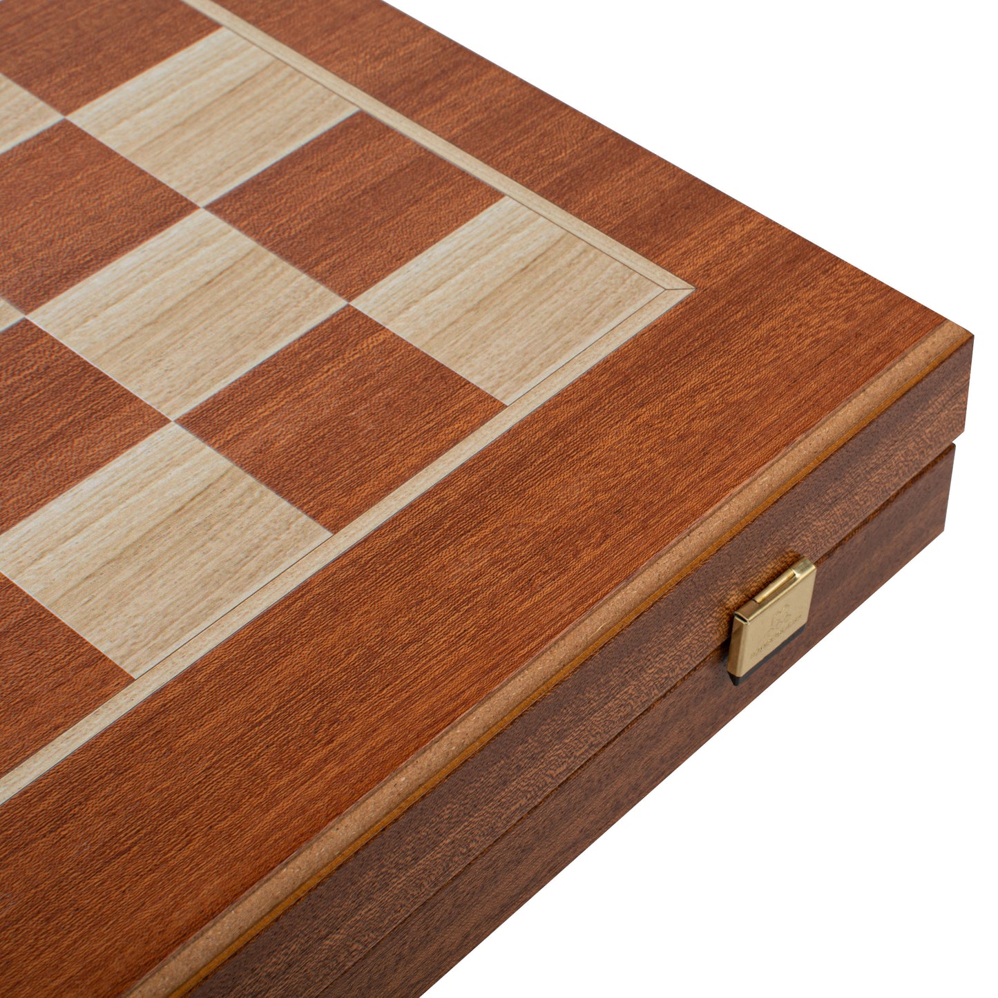 Handcrafted Mahogany 3-in-1 Chess, Backgammon, and Checkers Set - Elegant Marquetry Design