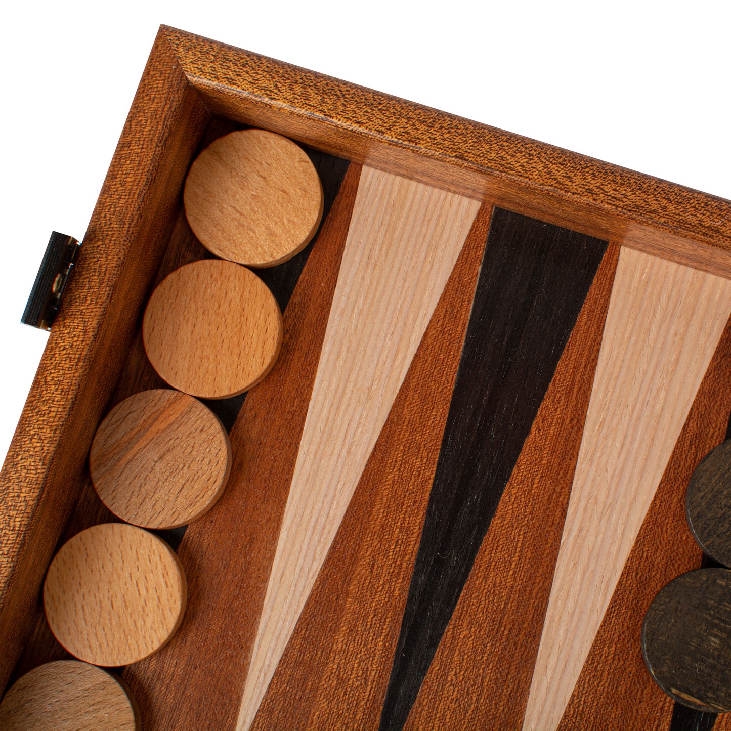 Handcrafted Mahogany 3-in-1 Chess, Backgammon, and Checkers Set - Elegant Marquetry Design