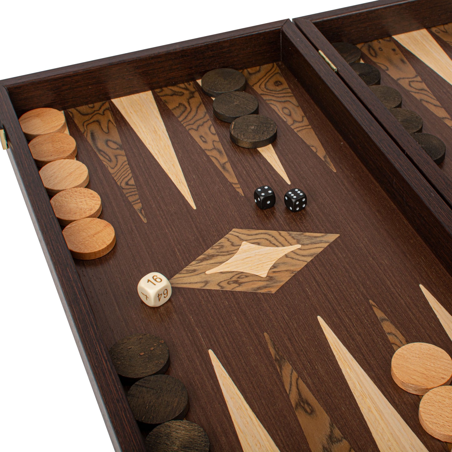 Handcrafted Wenge 3-in-1 Chess, Backgammon, and Checkers Set - Elegant Marquetry Design
