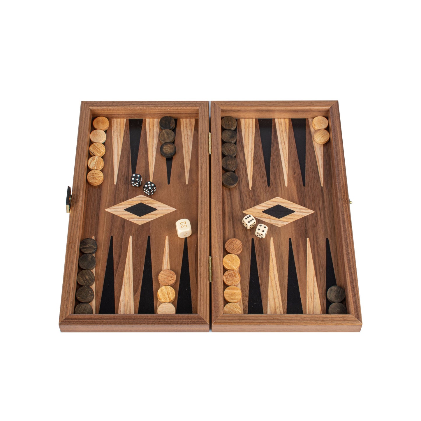 Handcrafted Walnut 3-in-1 Chess, Backgammon, and Checkers Set - Elegant Marquetry Design - Premium Backgammon from MANOPOULOS Chess & Backgammon - Just €95! Shop now at MANOPOULOS Chess & Backgammon