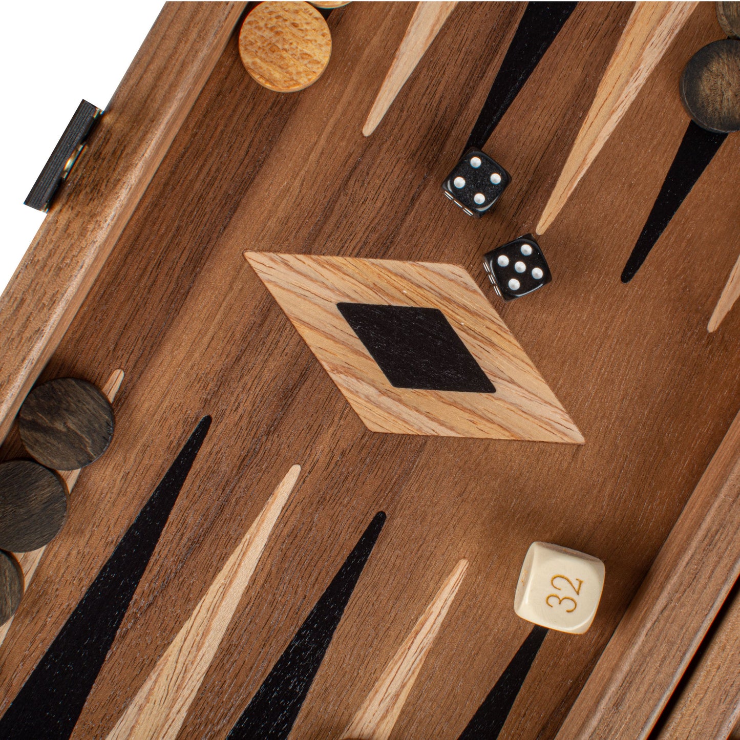 Handcrafted Walnut 3-in-1 Chess, Backgammon, and Checkers Set - Elegant Marquetry Design - Premium Backgammon from MANOPOULOS Chess & Backgammon - Just €95! Shop now at MANOPOULOS Chess & Backgammon