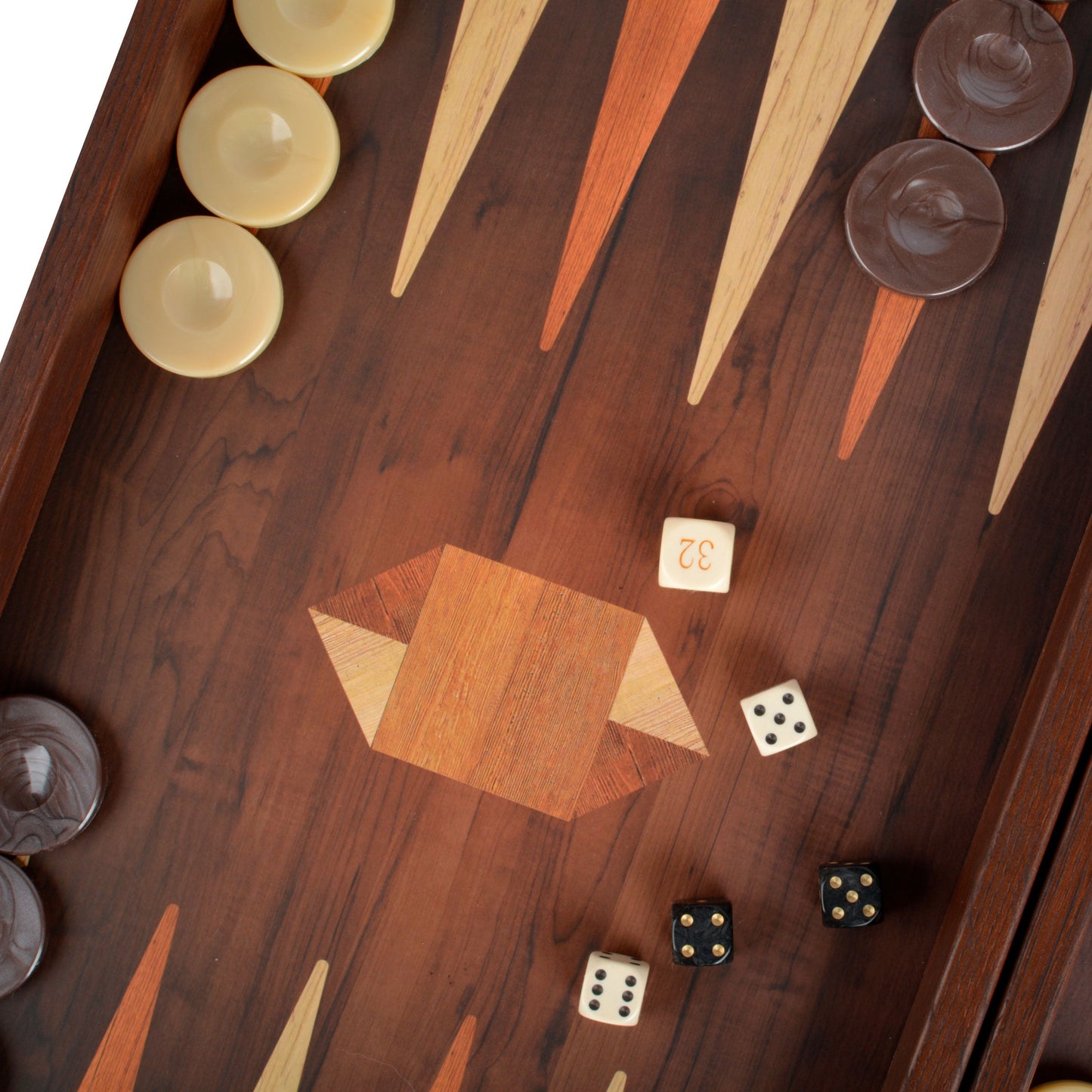 Geometrical Wood Motif Backgammon Set - Art Deco Inspired Design - Premium Backgammon from MANOPOULOS Chess & Backgammon - Just €79! Shop now at MANOPOULOS Chess & Backgammon