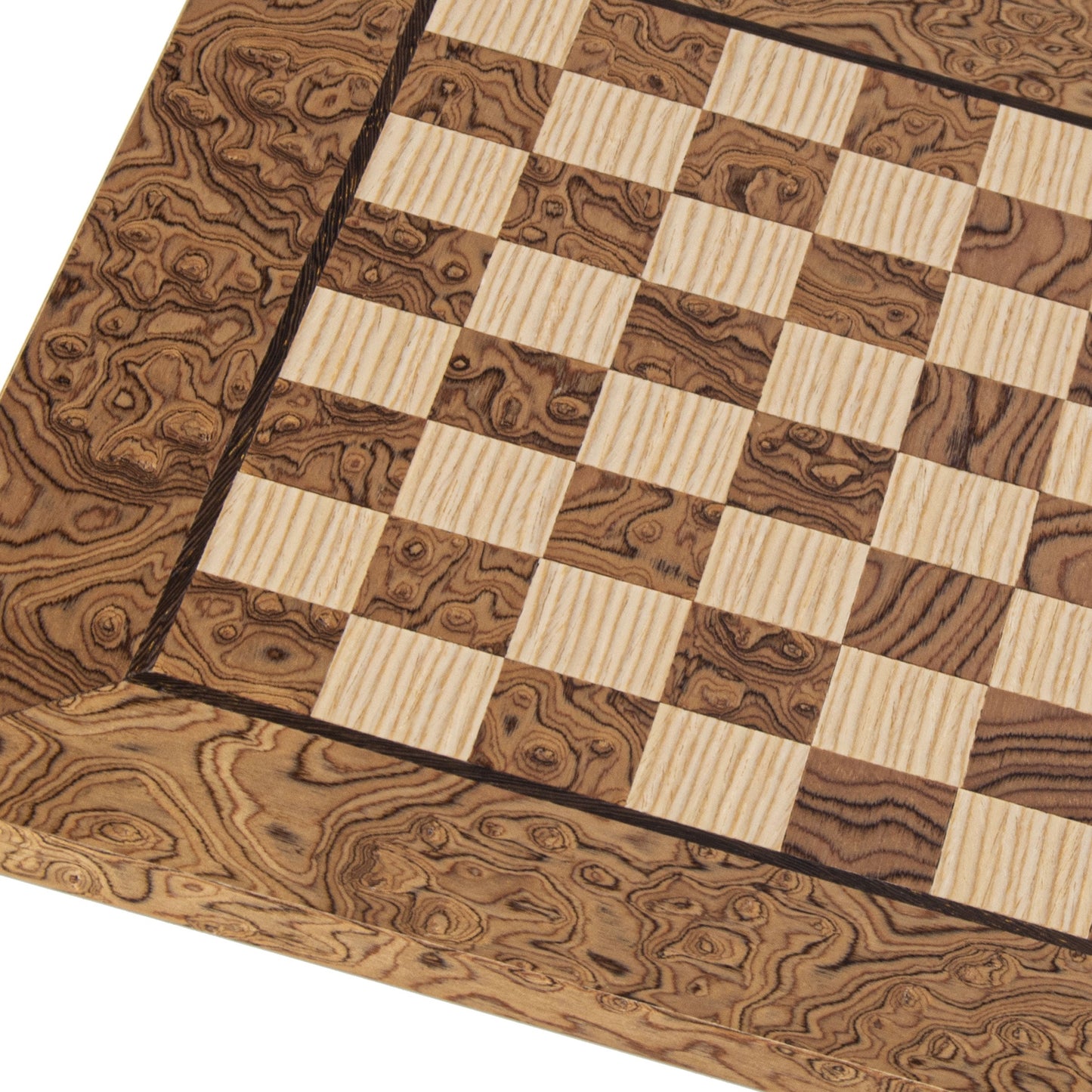 Handcrafted Walnut Burl & Oak Inlaid Chessboard - 34x34cm (Small) - Premium Chess from MANOPOULOS Chess & Backgammon - Just €82.50! Shop now at MANOPOULOS Chess & Backgammon