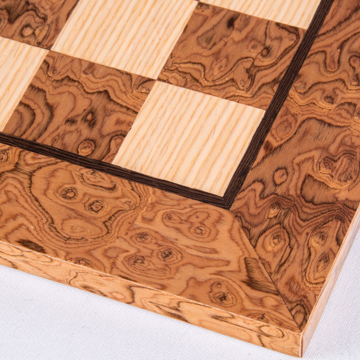 Handcrafted Walnut Burl & Oak Inlaid Chessboard - 40x40cm (Medium) - Premium Chess from MANOPOULOS Chess & Backgammon - Just €106! Shop now at MANOPOULOS Chess & Backgammon